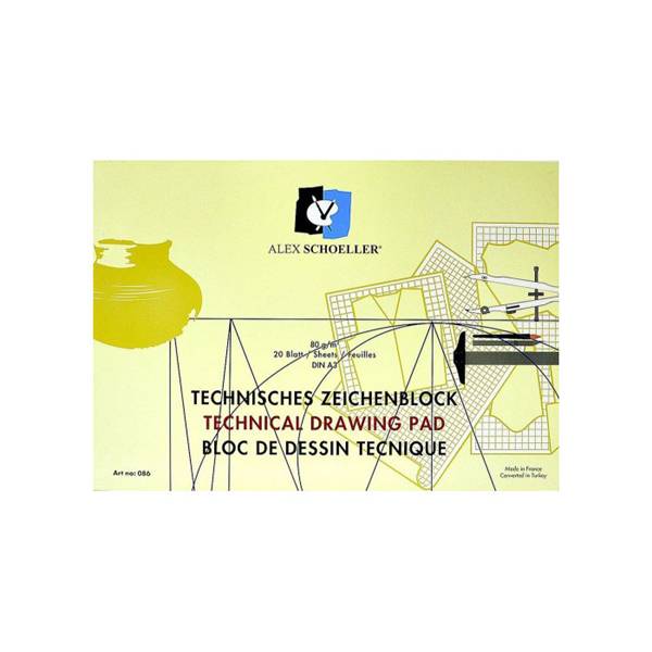 Alex Schoeller Yatay Teknik Çizim Bloğu 80g 20 Yaprak A3