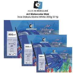 Alex Schoeller - Alex Schoeller Art Watercolor Blok İnce Dokulu Ekstra White 300g 12 Yp