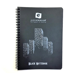 Alex Schoeller - Alex Schoeller Black Notebook Siyah Defter Spiralli 120g 60 Yaprak A4