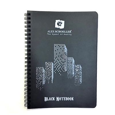 Alex Schoeller Black Notebook Siyah Defter Spiralli 120g 60 Yaprak A4