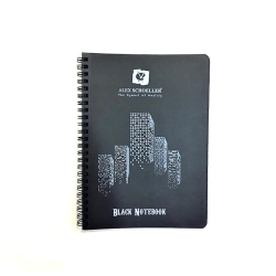 Alex Schoeller - Alex Schoeller Black Notebook Siyah Defter Spiralli 120g 60 Yaprak A6