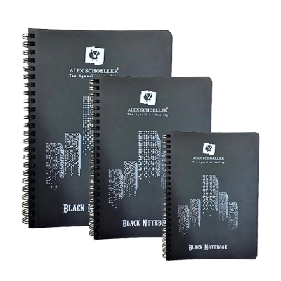 Alex Schoeller Black Notebook Siyah Defter Spiralli 120g 60 Yaprak