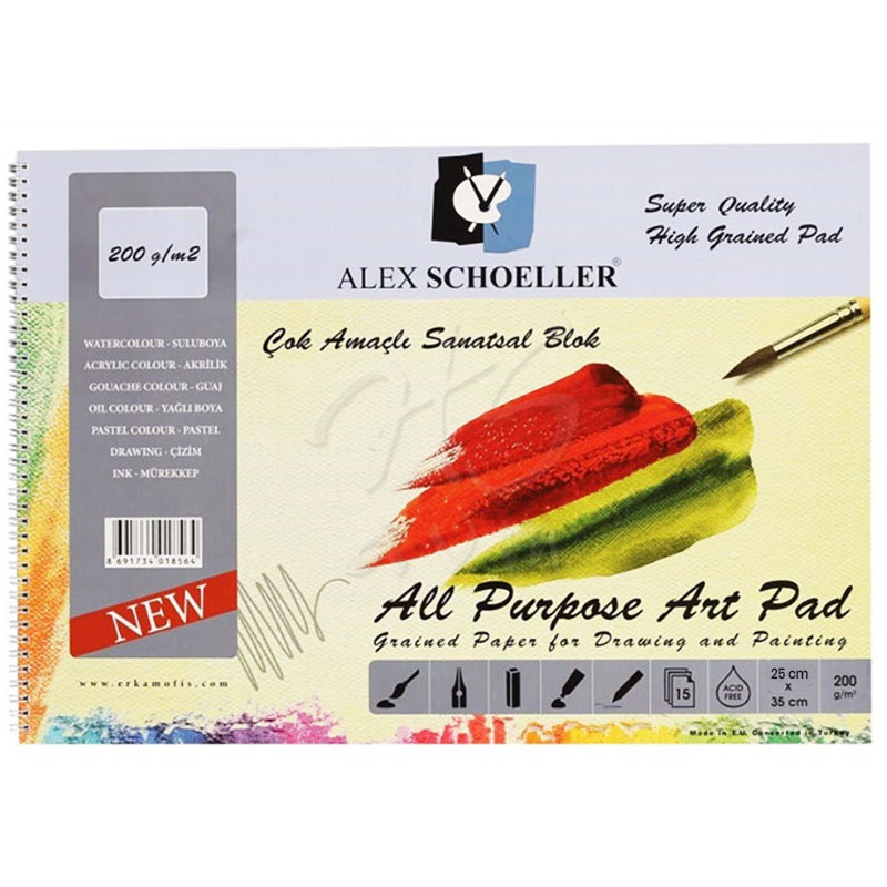 Alex Schoeller Çok Amaçlı Sanatsal Blok 200g 15 Yaprak 25x35cm