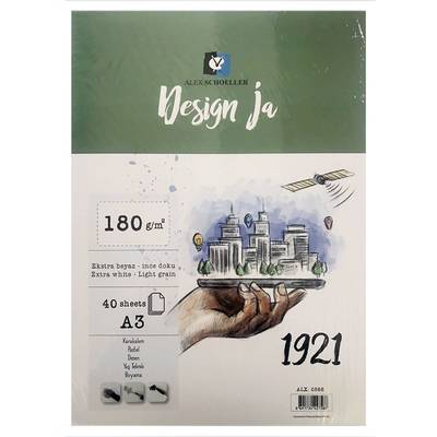 Alex Schoeller Design Ja 1921 Ekstra White İnce Dokulu 180g 40 Yp Blok A3