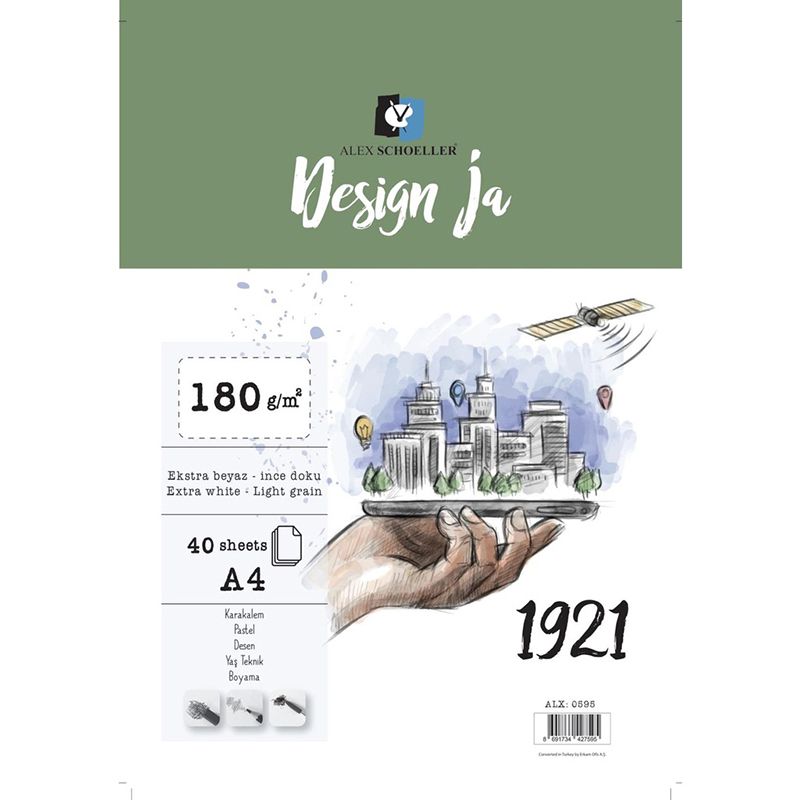 Alex Schoeller Design Ja 1921 Ekstra White İnce Dokulu 180g 40 Yp Blok A4
