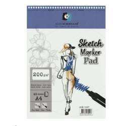 Alex Schoeller - Alex Schoeller Ekstra Beyaz Spiralli Sketch Marker Pad 200g 40 Yaprak A4