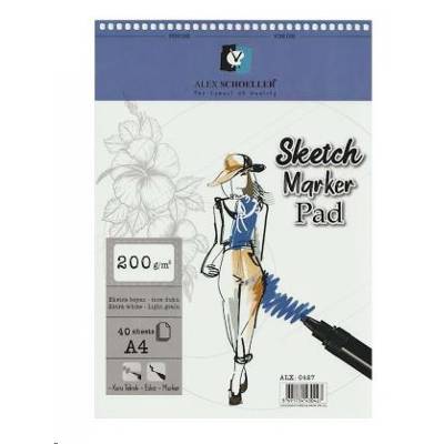 Alex Schoeller Ekstra Beyaz Spiralli Sketch Marker Pad 200g 40 Yaprak A4