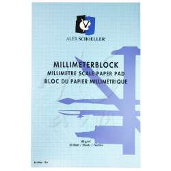Alex Schoeller - Alex Schoeller Milimetrik Kağıt Blok A4 20 Yaprak Mavi