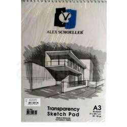 Alex Schoeller - Alex Schoeller Transparency Spiralli Sketch Pad Aydınger-Eskiz Blok 50-55g 30 Yaprak A3