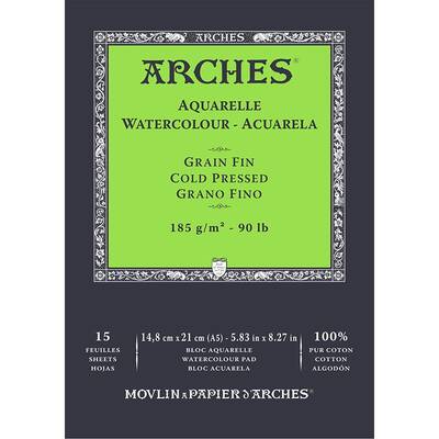 Arches Sulu Boya Blok Defter Cold Pressed 185g 15 Yaprak 14,8x21