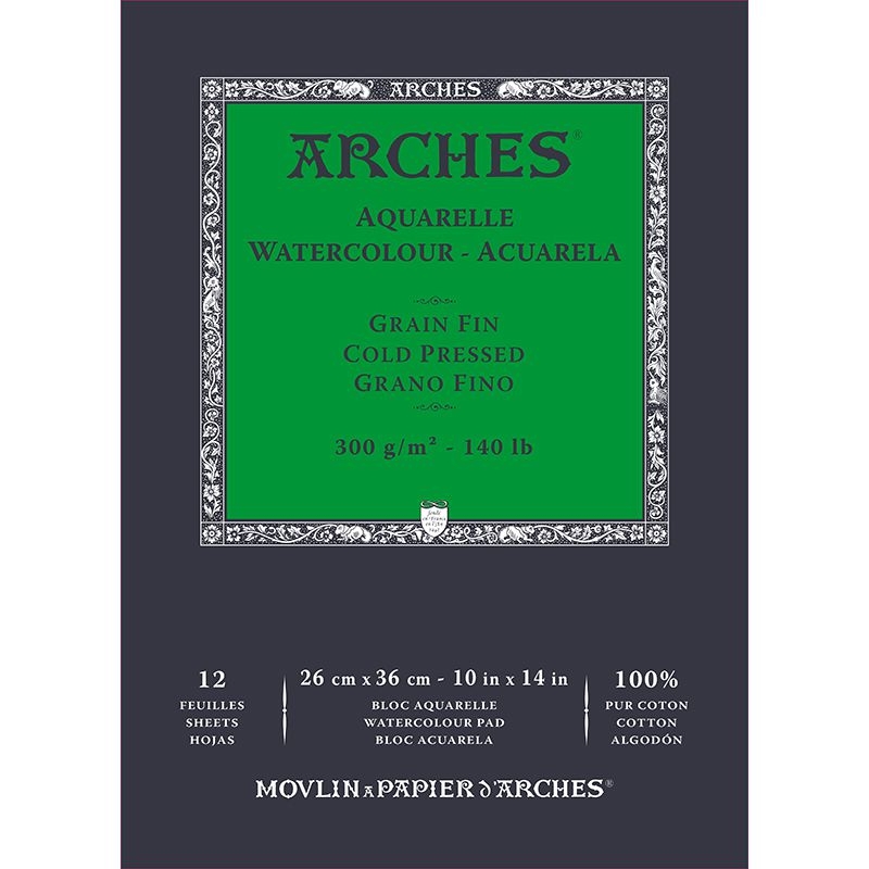 Arches Sulu Boya Blok Defter Cold Pressed 300g 12 Yaprak 26x36