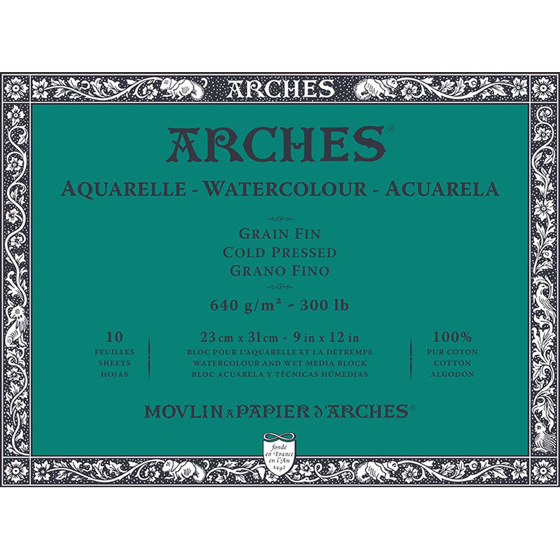 Arches Sulu Boya Blok Defter Cold Pressed 640g 10 Yaprak 23x31