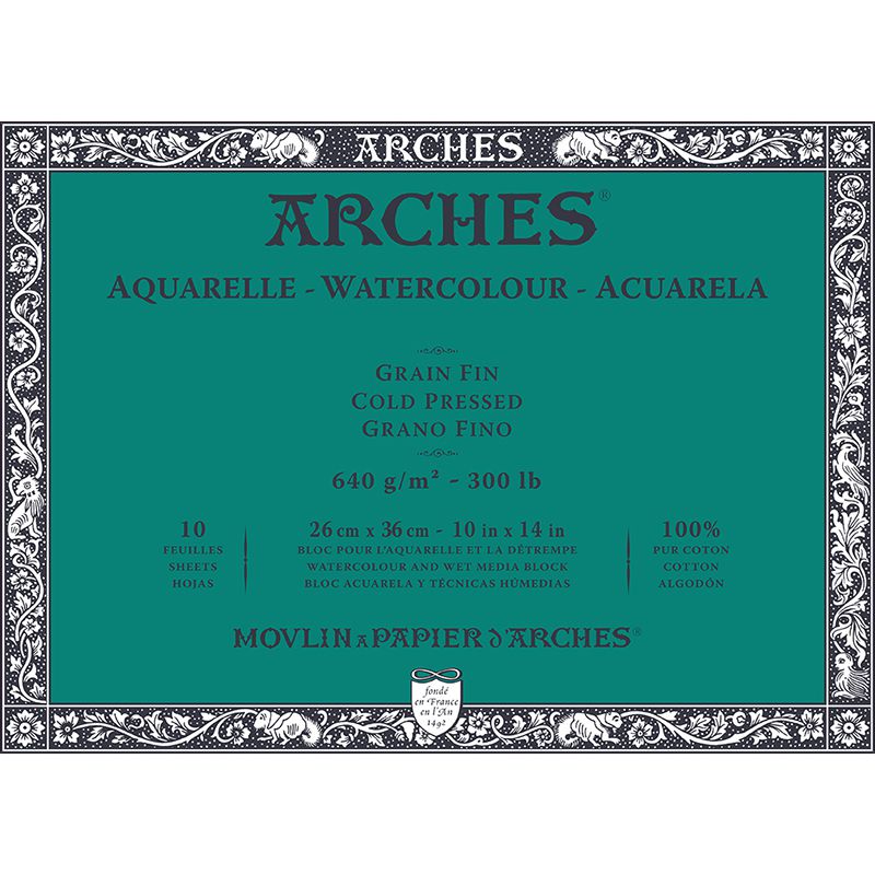 Arches Sulu Boya Blok Defter Cold Pressed 640g 10 Yaprak 26x36