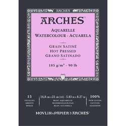Arches - Arches Sulu Boya Blok Defter Hot Pressed 185g 15 Yaprak 14,8x21