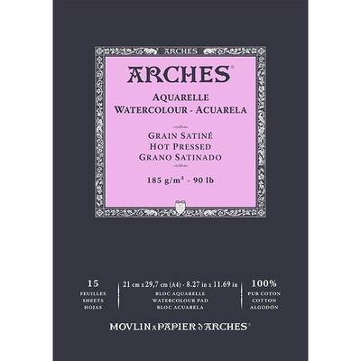 Arches Sulu Boya Blok Defter Hot Pressed 185g 15 Yaprak 21x29,7