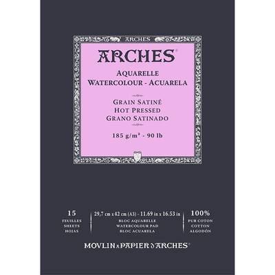 Arches Sulu Boya Blok Defter Hot Pressed 185g 15 Yaprak 29,7x42,0