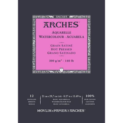 Arches Sulu Boya Blok Defter Hot Pressed 300g 12 Yaprak 21x29,7
