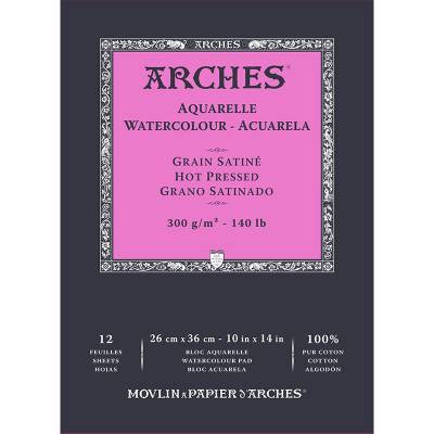 Arches Sulu Boya Blok Defter Hot Pressed 300g 12 Yaprak 26x36