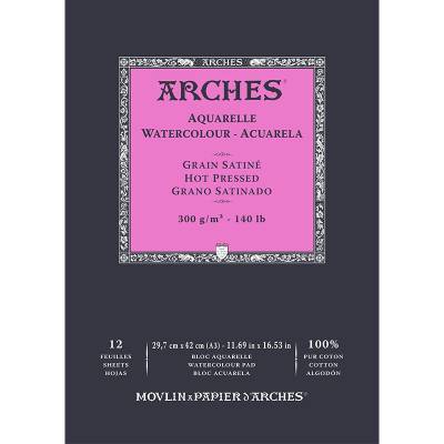 Arches Sulu Boya Blok Defter Hot Pressed 300g 12 Yaprak 29,7x42,0