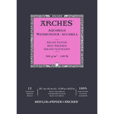 Arches Sulu Boya Blok Defter Hot Pressed 300g 12 Yaprak 29,7x42,0