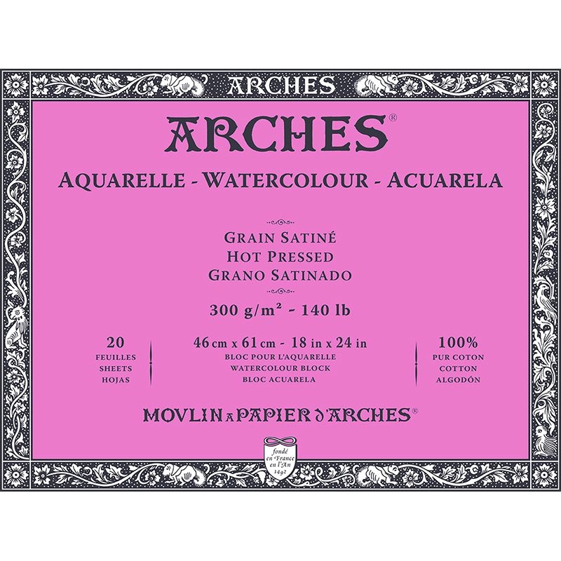 Arches Sulu Boya Blok Defter Hot Pressed 300g 20 Yaprak 46x61
