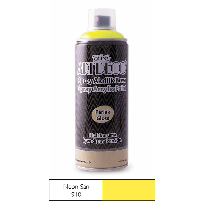 Artdeco Akrilik Sprey Boya 400ml 910 Neon Sarı