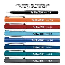 Artline - Artline Fineliner 200 0.4mm İnce Uçlu Yazı Ve Çizim Kalemi 8li Set 2 (1)
