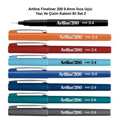 Artline Fineliner 200 0.4mm İnce Uçlu Yazı Ve Çizim Kalemi 8li Set 2