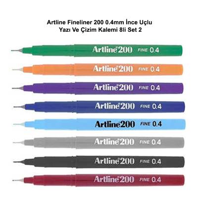 Artline Fineliner 200 0.4mm İnce Uçlu Yazı Ve Çizim Kalemi 8li Set 2