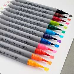 Bruno Visconti Brush Pen Marker Kalem Seti 12li Fine Line - 3