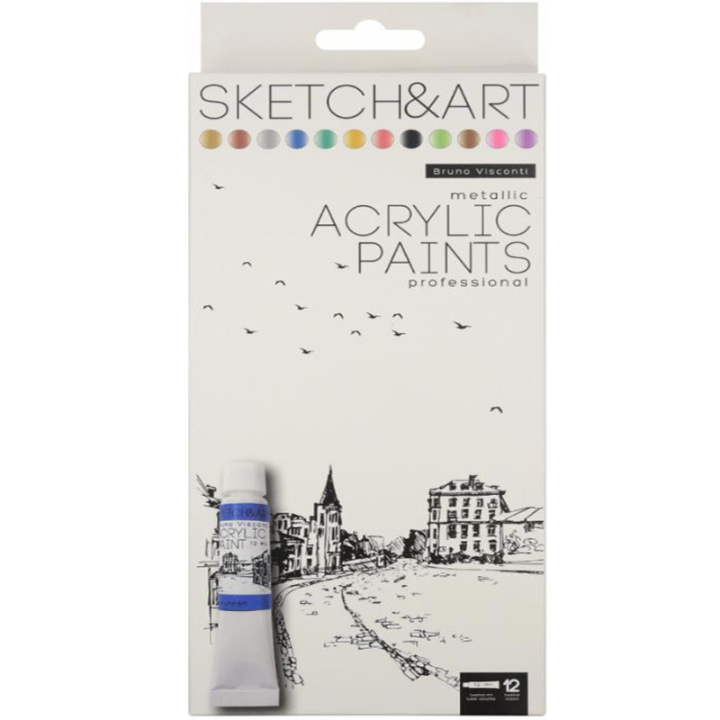 Bruno Visconti Sketch&art Akrilik Boya Metalik Renkler 12x12ml No:70-0065
