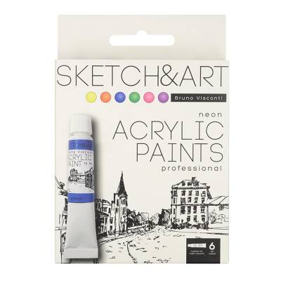 Bruno Visconti Sketch&Art Akrilik Boya Seti 6x12ml Neon Renkler No:70-0064