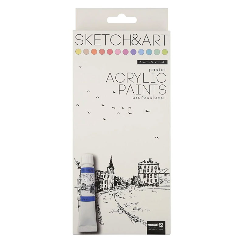 Bruno Visconti Sketch&art Akrilik Boya Seti Pastel Renkler 12x12ml No:70-0055