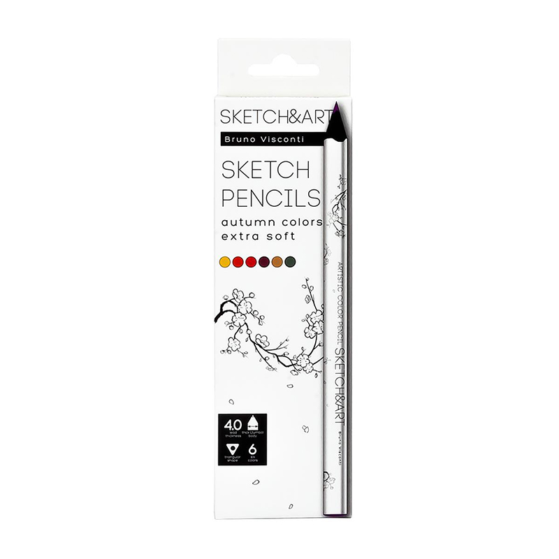 Bruno Visconti Sketch&art Profesyonel Kuru Boya Kalemi Kalın Gövde 4mm Sonbahar Manzara 6 Renk No:30-0118/10