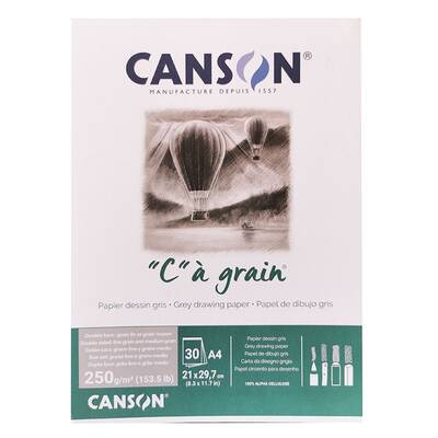 Canson CA Grain Grey Drawing Paper 30 Yaprak 250g 21x29,7