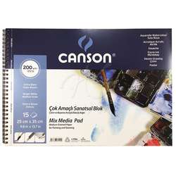 Canson - Canson Mix Media Spiralli Çizim Defteri 25x35 15 Yaprak