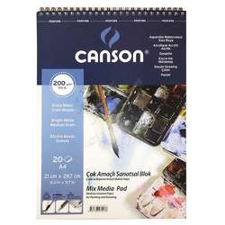 Canson - Canson Mix Media Spiralli Çizim Defteri 200g A4 20 Yaprak