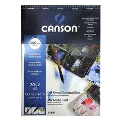 Canson - Canson Mix Media Spiralli Çizim Defteri 200g A3 20 Yaprak