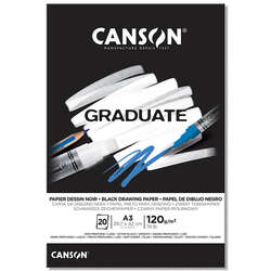 Canson - Canson Graduate Black Drawing Paper Siyah Çizim Defteri 120g 20 Yaprak A3
