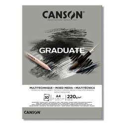 Canson - Canson Graduate Mixed Media Grey Çizim Defteri 220g 30 Yaprak A4