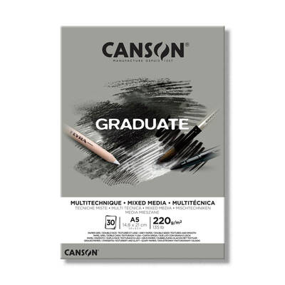 Canson Graduate Mixed Media Grey Çizim Defteri 220g 30 Yaprak A5