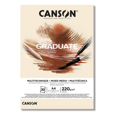 Canson Graduate Mixed Media Natural Çizim Defteri 220g 30 Yaprak A4