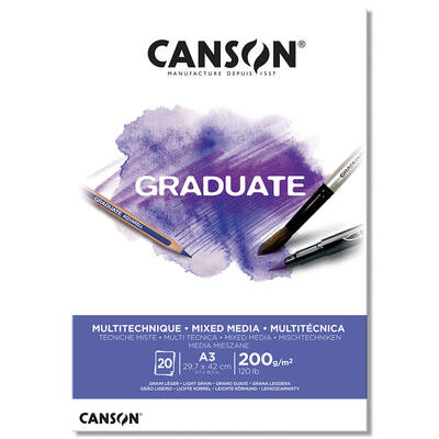Canson Graduate Mixed Media White Çizim Defteri 200g 20 Yaprak A3