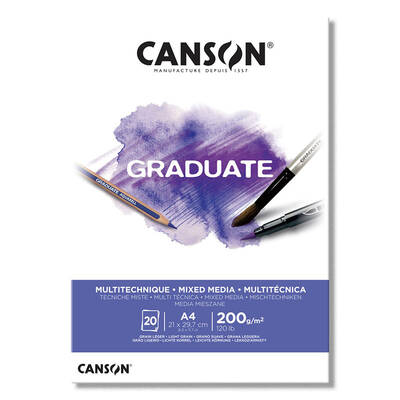 Canson Graduate Mixed Media White Çizim Defteri 200g 20 Yaprak A4