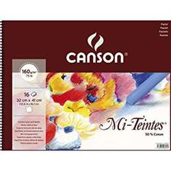 Canson - Canson Mi-Teintes Beyaz Pastel Defteri Spiralli 16 Yp 160g 32x41