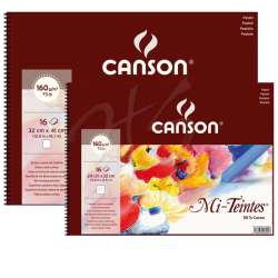 Canson - Canson Mi-Teintes Beyaz Pastel Defteri Spiralli 16 Yaprak 160g