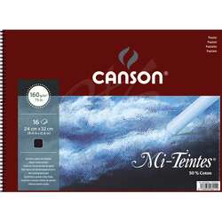Canson - Canson Mi-Teintes Siyah Pastel Defteri Spiralli 16 Yaprak 160g 24x32