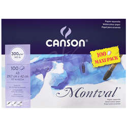 Canson - Canson Montval Sulu Boya Blok 300g 100 Yaprak Maxi Pack A3 29,7x42,7