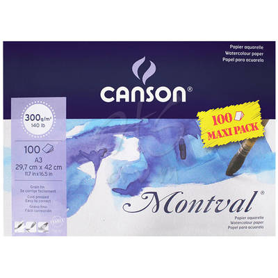 Canson Montval Sulu Boya Blok 300g 100 Yaprak Maxi Pack A3 29,7x42,7
