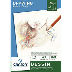 Canson - Canson White Drawing Paper Pad Beyaz Çizim Defteri 160g A3 20 Yaprak